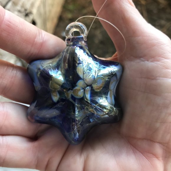 Other - Glass Star Suncatcher Ornament Blue Christmas New